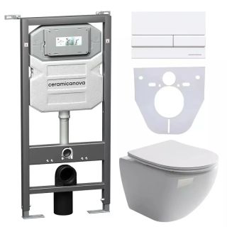 Комплект с инсталляцией Ceramica Nova CN4002_1002W_1000 унитаз Metropol CN4002 крышка-сиденье с микролифтом и инсталляция Envision CN1002W с белой матовой кнопкой смыва Flat